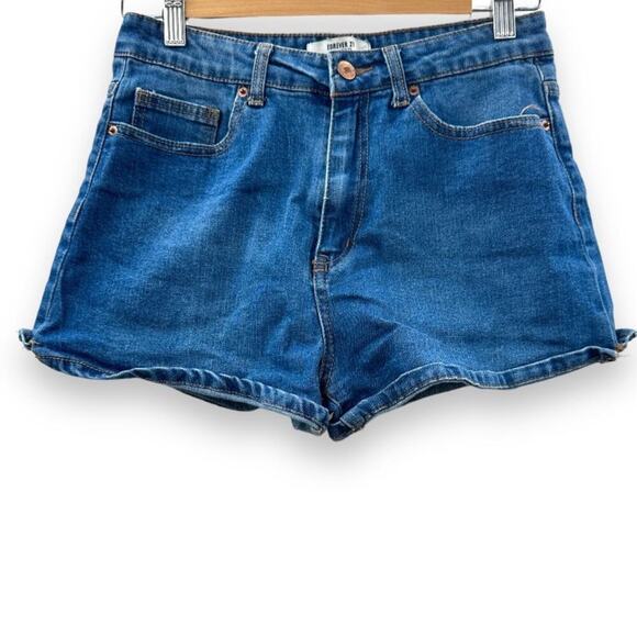 Forever 21 High‎ Rise Dark Wash Short Shorts Size 28 - Picture 1 of 8